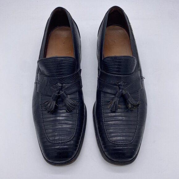 VTG Allen Edmonds Capri Genuine Lizard Tassel Loafers 10.5 C Black Ostendo 2601 main image 15